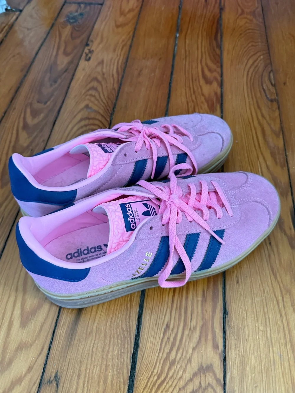 adidas Pink Gazelle Sneakers with Navy Stripes
